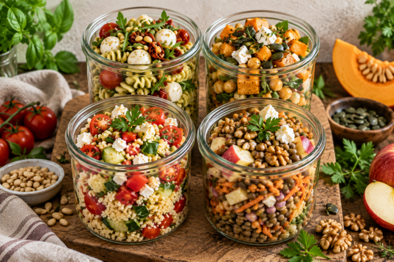 4 Salate zum Mitnehmen – einfache Meal-Prep-Ideen für Büro, Schule und unterwegs